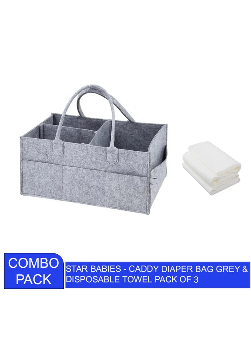 ستار بيبيز Combo Caddy Diaper Bag Organizer With Disposable Towel Pack Of 3    Grey